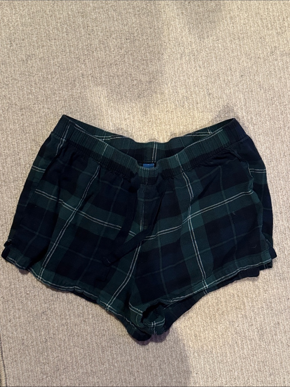 Old Navy Plaid Athletic Shorts - Dark Green & Black